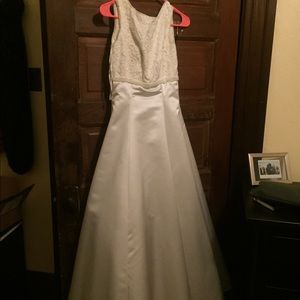 White embroidered wedding gown